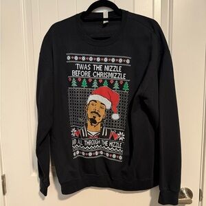 Black Holiday Crewneck Sweater with Festive Design